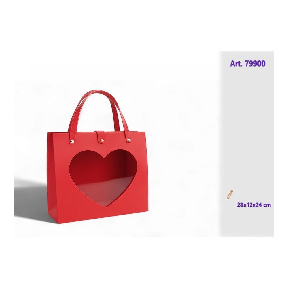BORSA SCATOLA CARTA VETRINA ROSSA 28X12X24
